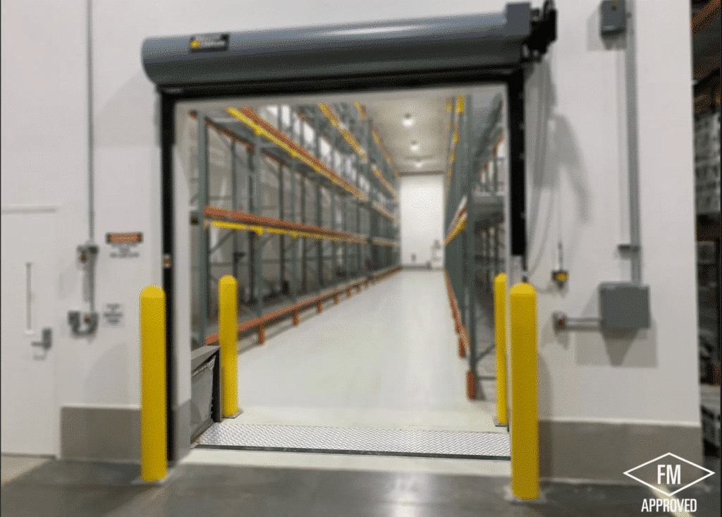 Fire spillbarriers in a factory Fire spillbarriers in a Warehouse Bay/logistics Hub
