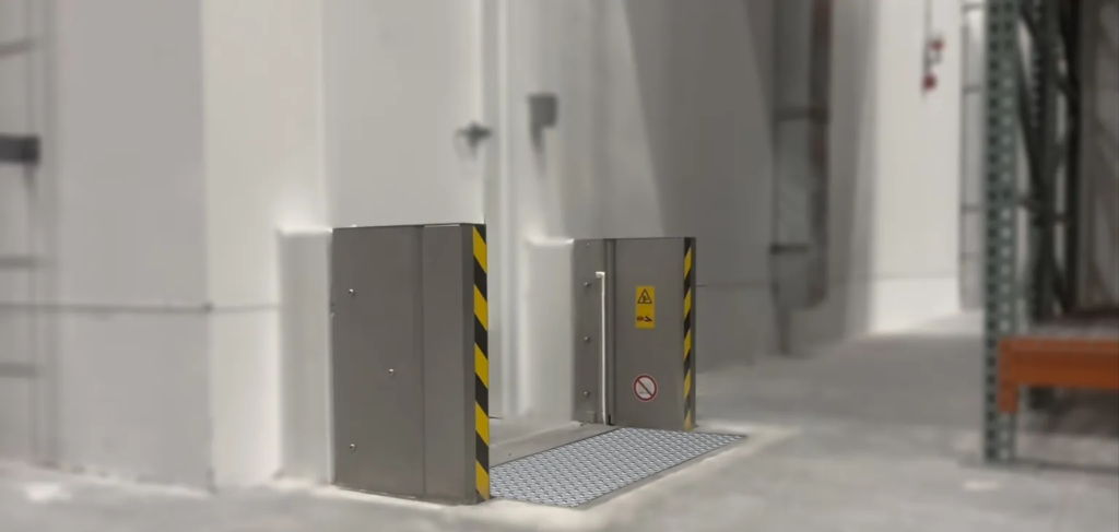 chemical spillbarrier in factory Industrial chemical protection barrier with safety markings