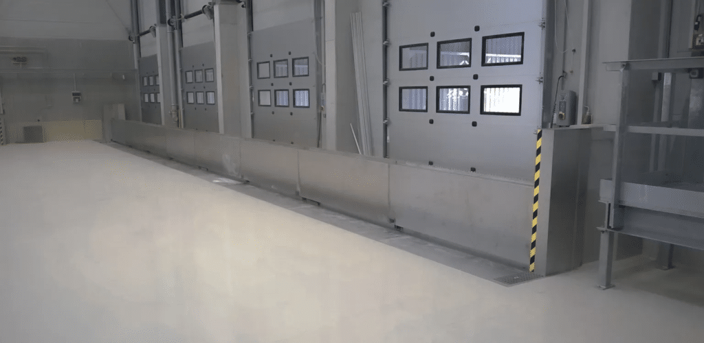 loading dock Spill barriers and flood protection installed at the loading dock of an industrial facility.