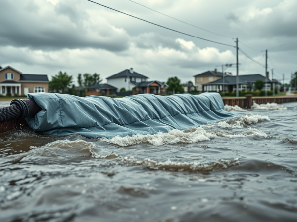 Mobile flood protection in action: Temporary barrier protects homes from flooding – an alternative to permanent folding bulkhead systems